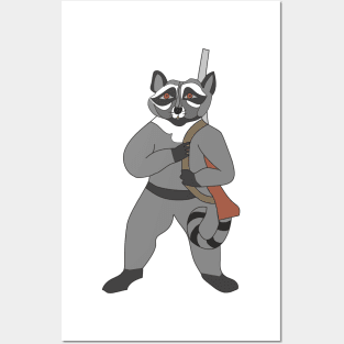 Raccoon with a gun Posters and Art